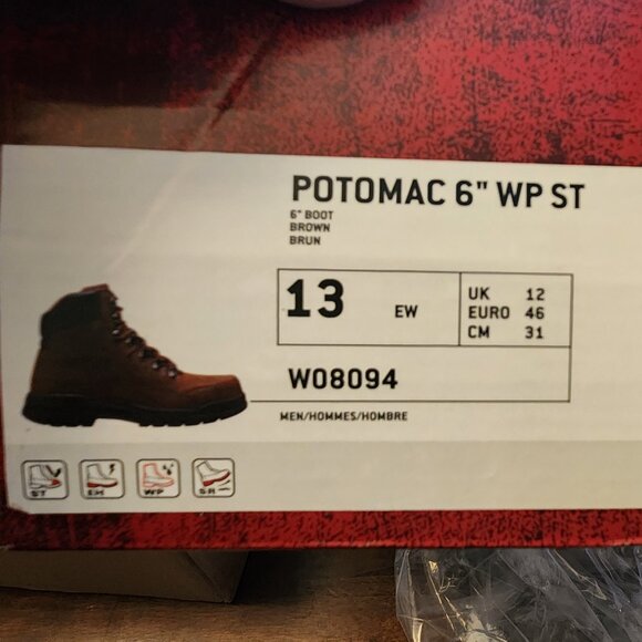 NWT - Wolverine 6" Potomac Steel Toe English Moc Work Boot - Picture 9 of 9